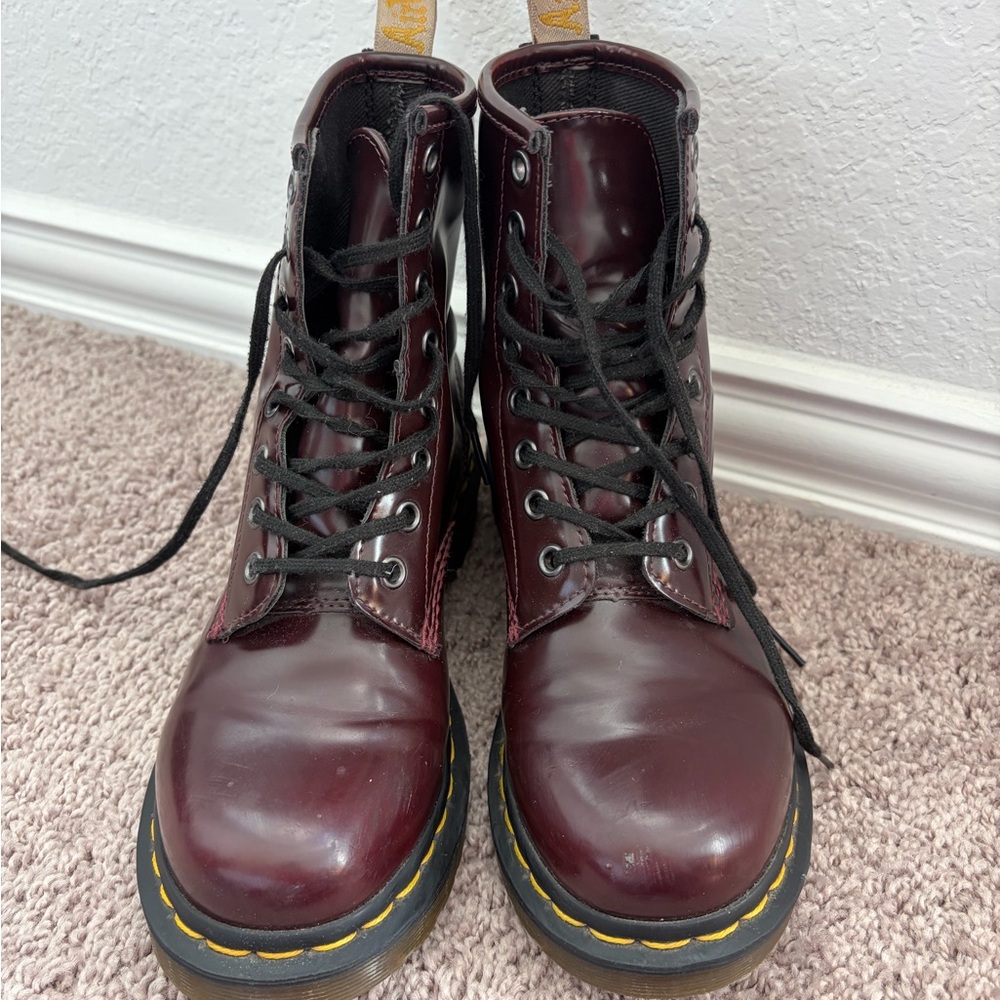 Dr. Martens Dark Red Boots with Black Laces - Picture 3 of 5